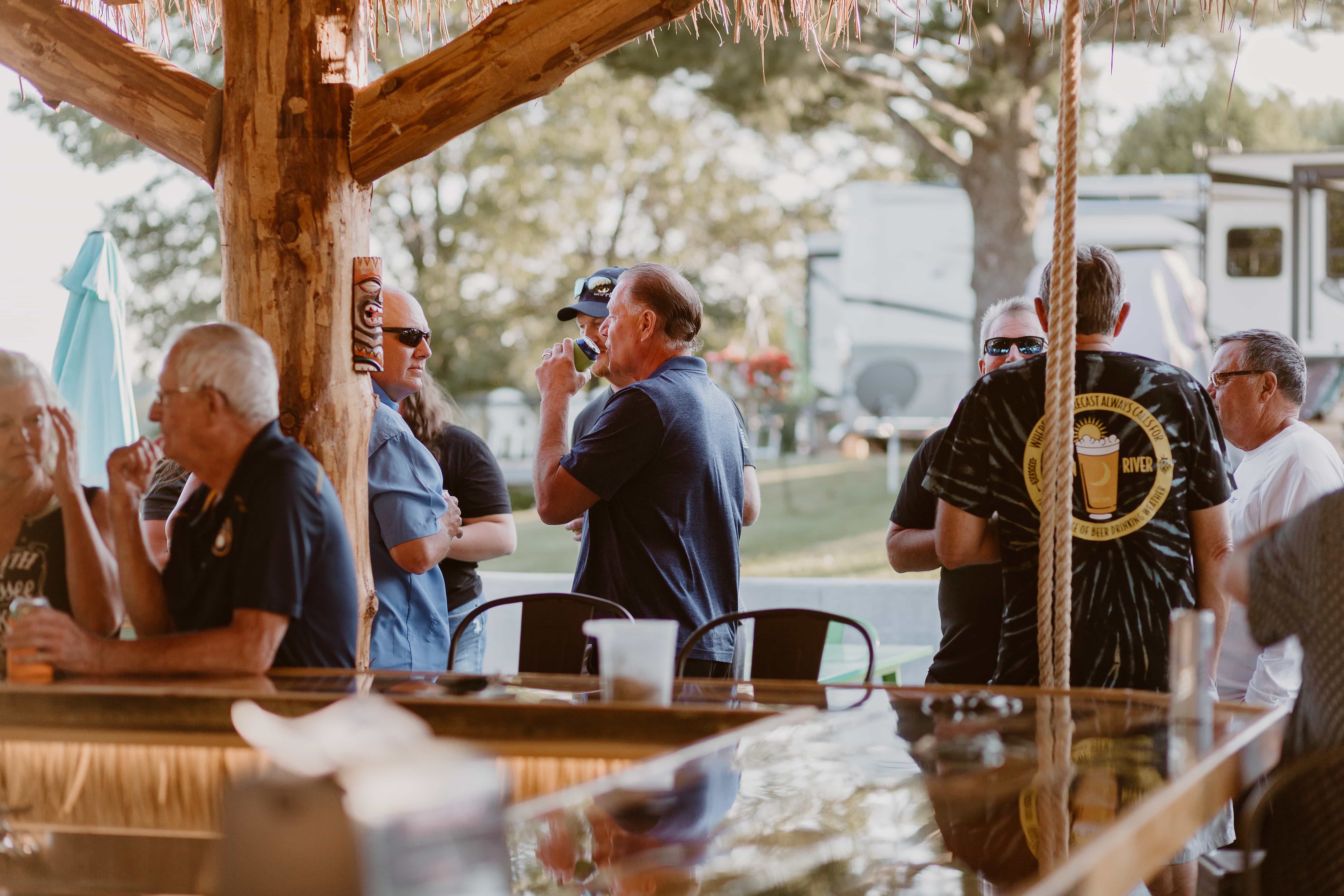 Happy customers at the bar
