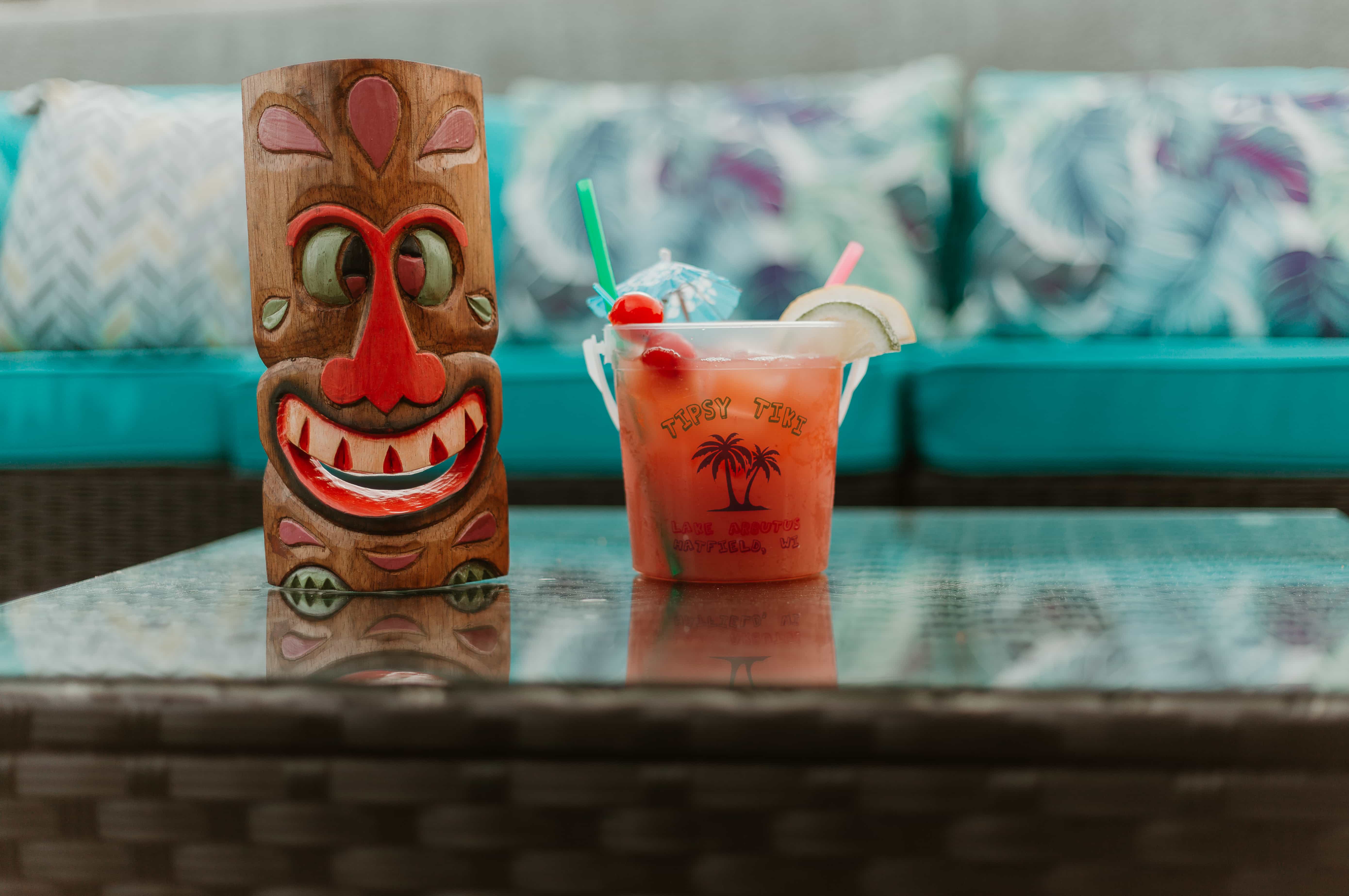 Signature Tipsy Tiki Rum Bucket and Carving